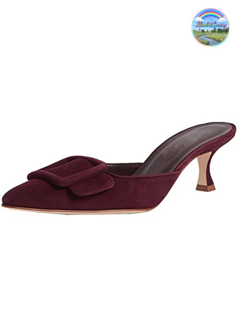 Faux Suede Kitten Heel Mules Pointed Toe Slingback Buckle Slide Dress Sandals